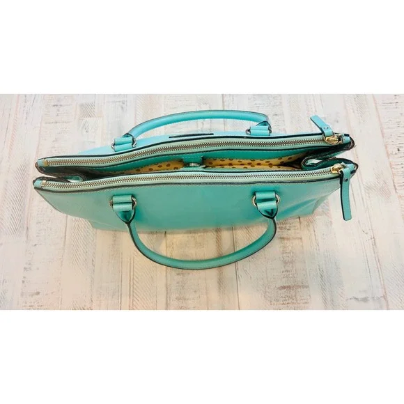 Kate Spade New York Turquoise Leather Satchel Handbag - Picture 2 of 10